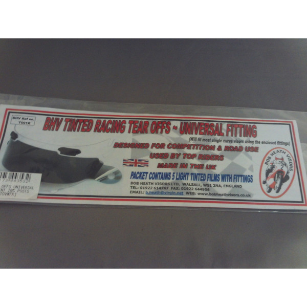 BOB HEATH Bob Heath Tear Offs Light Tint Universal Pack of 5 [TOVWFK]